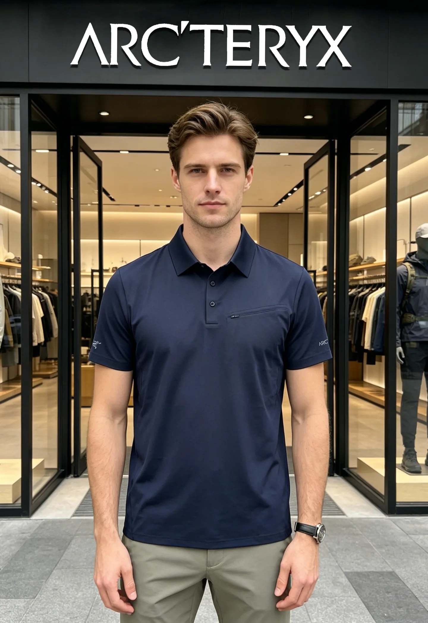 ⚜️Arc'teryx 🐦 POLO ， ， ！ . . ，Breathable ， 、 、 Classic + ， or hold ， Logo ， Versatile ！ ！ ：Black.Khaki.Dark Blue.Sizes：M-3XL（175/145 L）